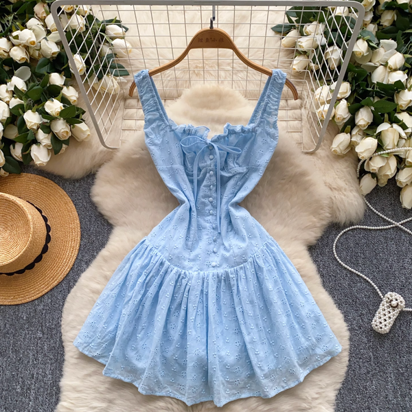 Sweetie Lace-up Patchwork Puffy Dress