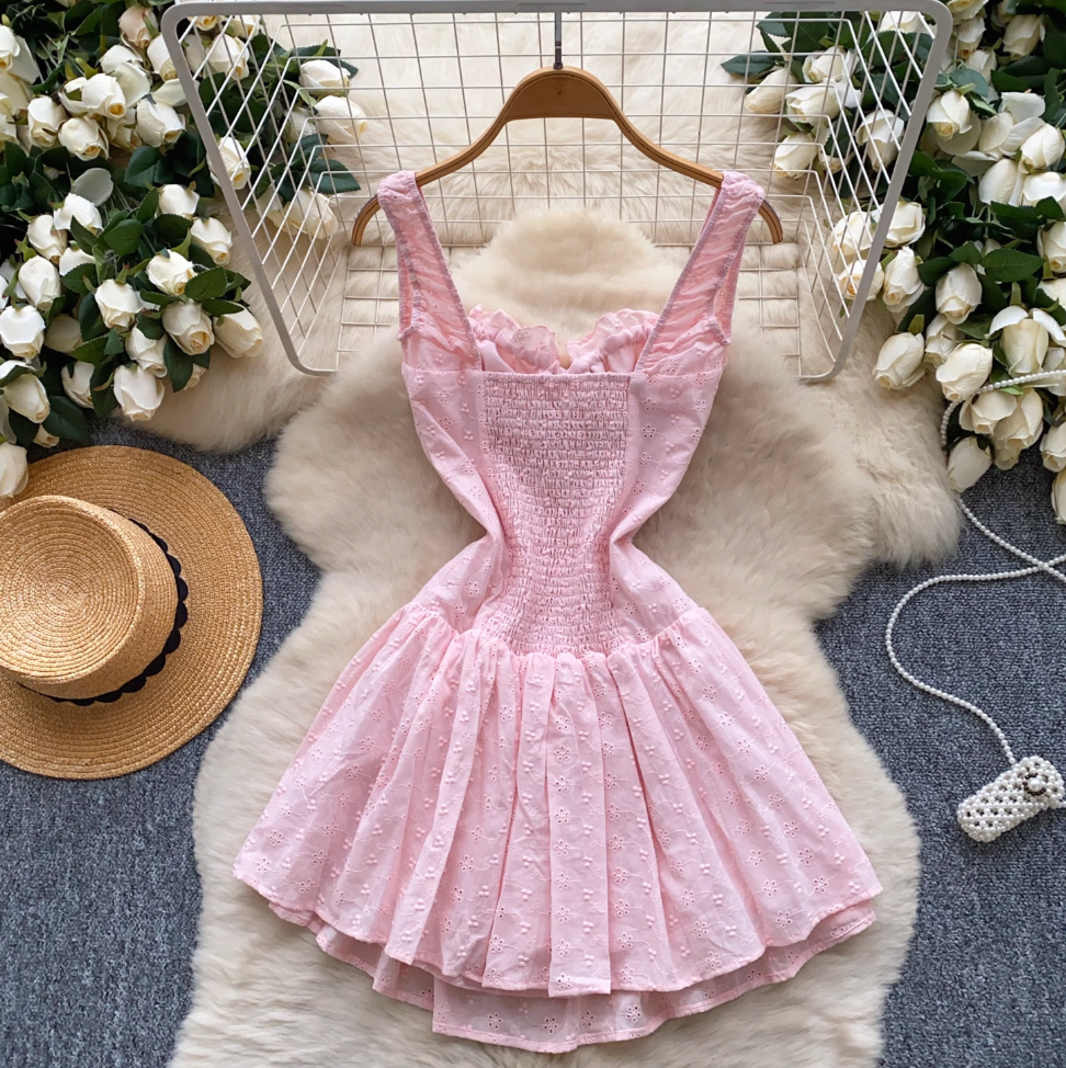 Sweetie Lace-up Patchwork Puffy Dress