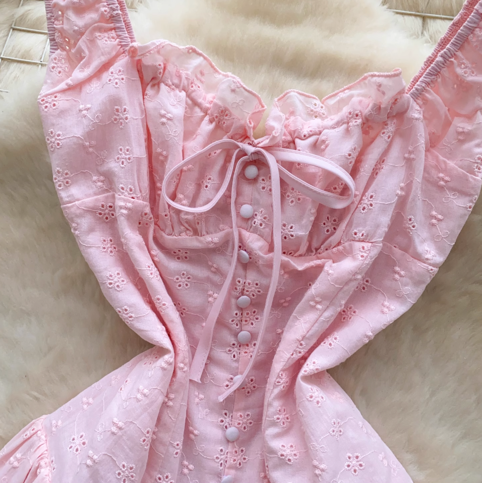 Sweetie Lace-up Patchwork Puffy Dress