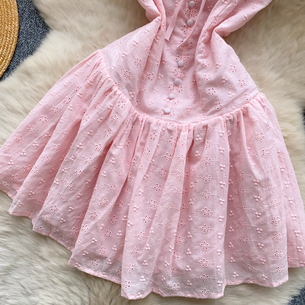 Sweetie Lace-up Patchwork Puffy Dress