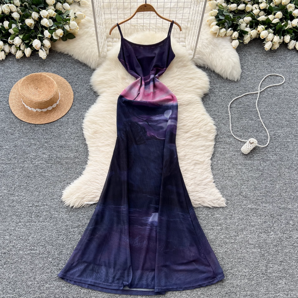 French Style Printed Slip Dress