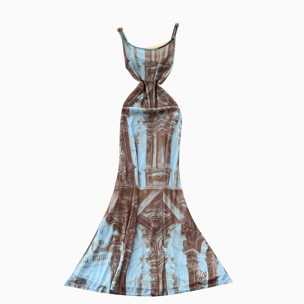 French Style Printed Slip Dress