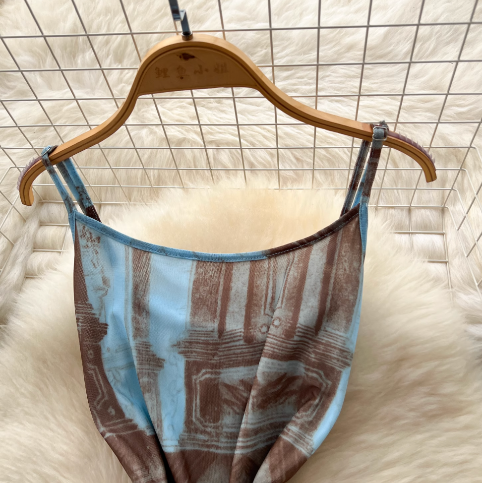 French Style Printed Slip Dress