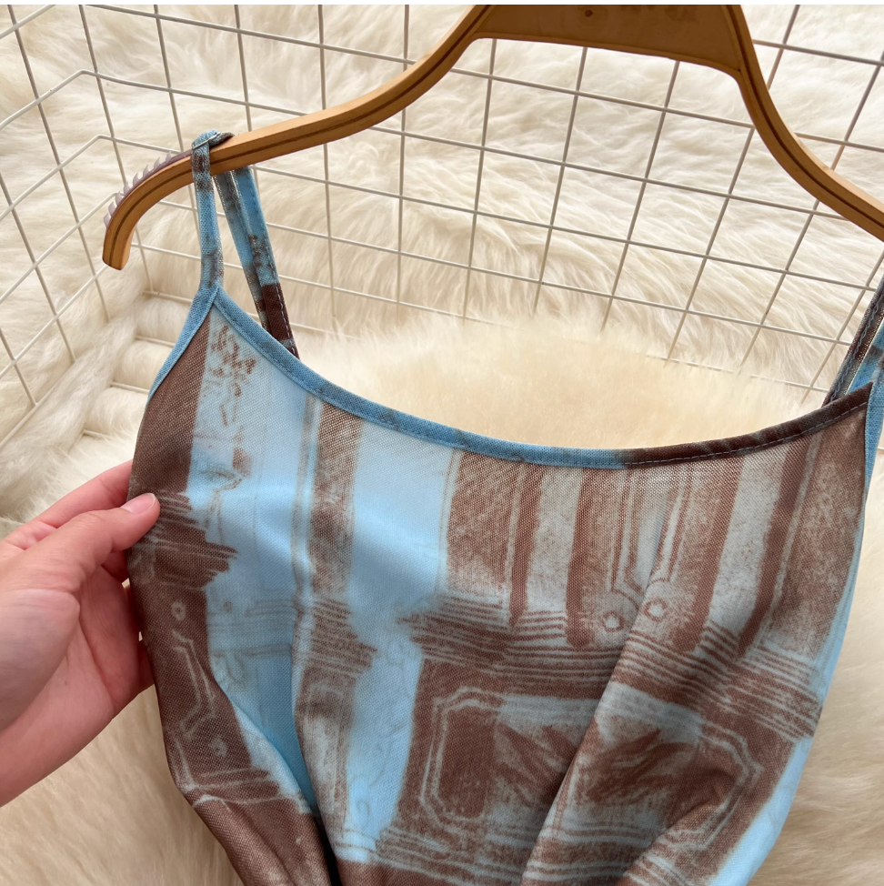 French Style Printed Slip Dress