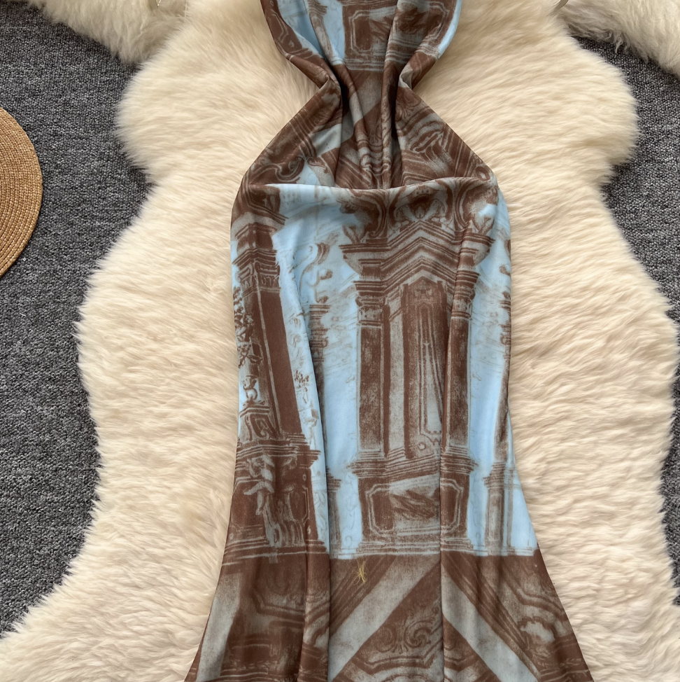 French Style Printed Slip Dress