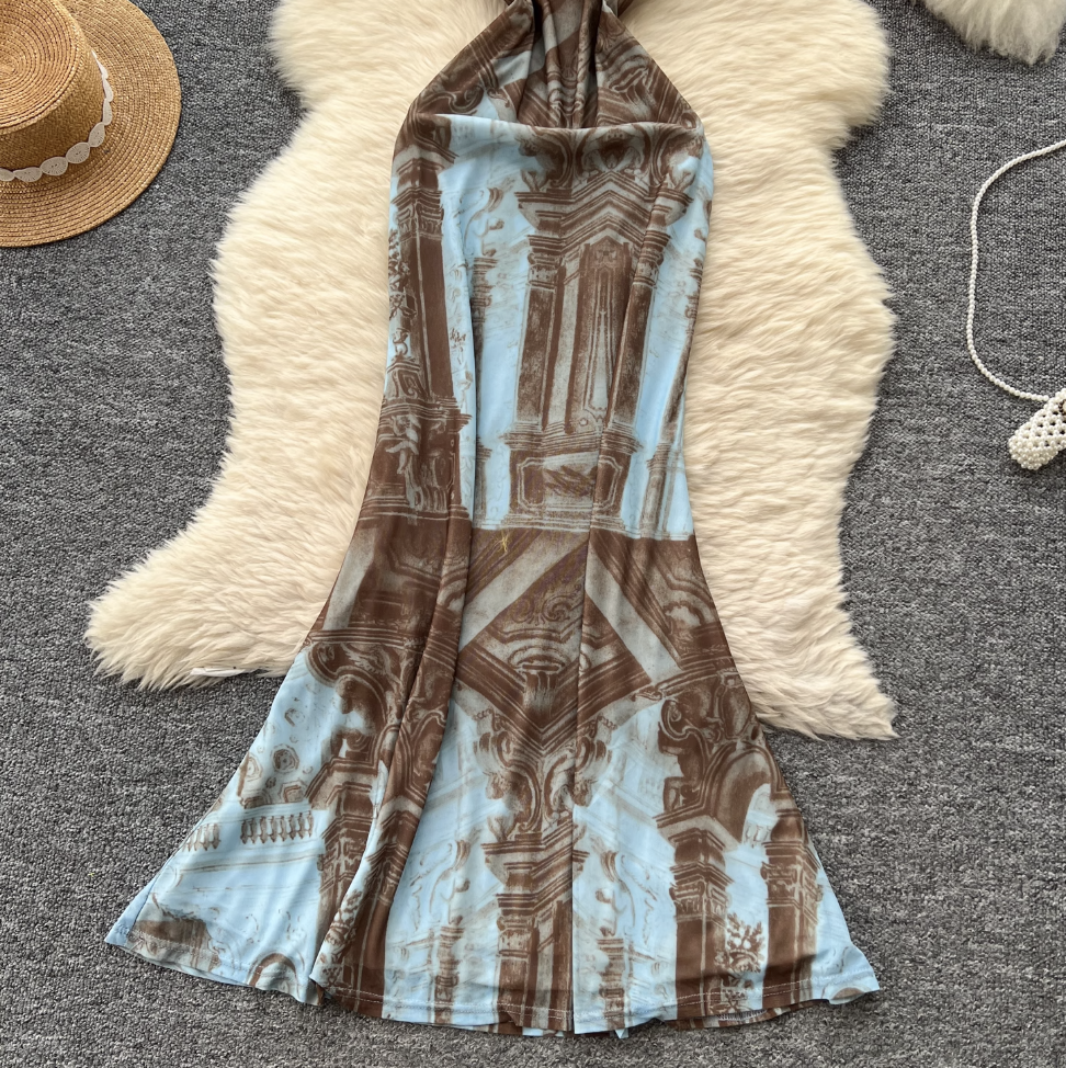French Style Printed Slip Dress