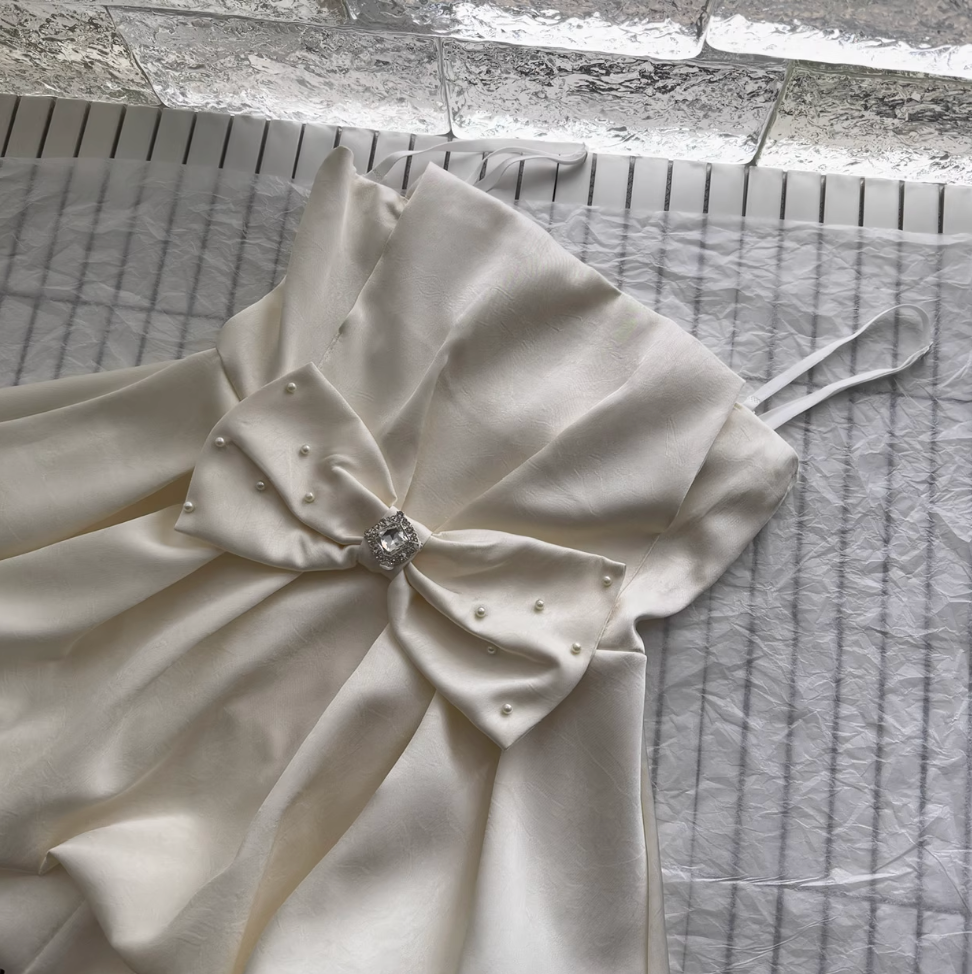 Bow-tie Slip Dress & Puffy Skirt 2Pcs