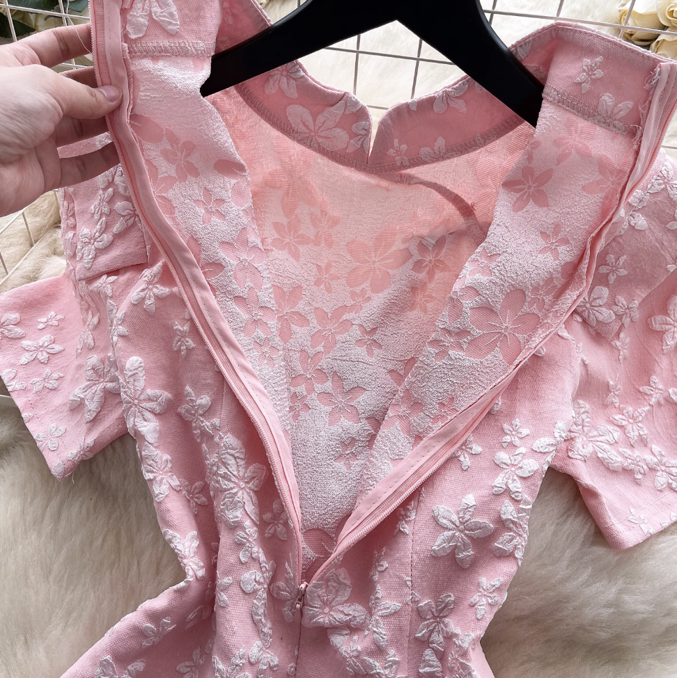 Plate Button Jacquard Cheongsam & Shorts 2Pcs