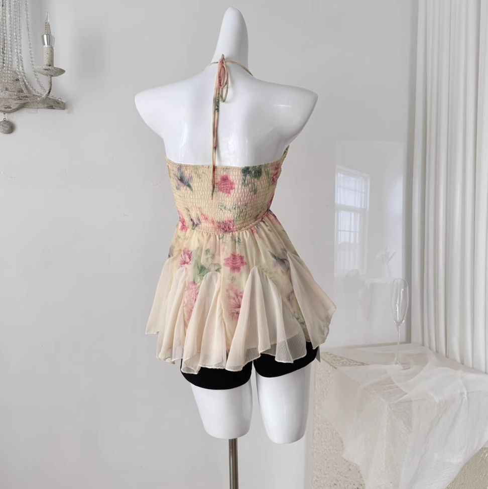 Lace Patchwork Floral Mesh Dress