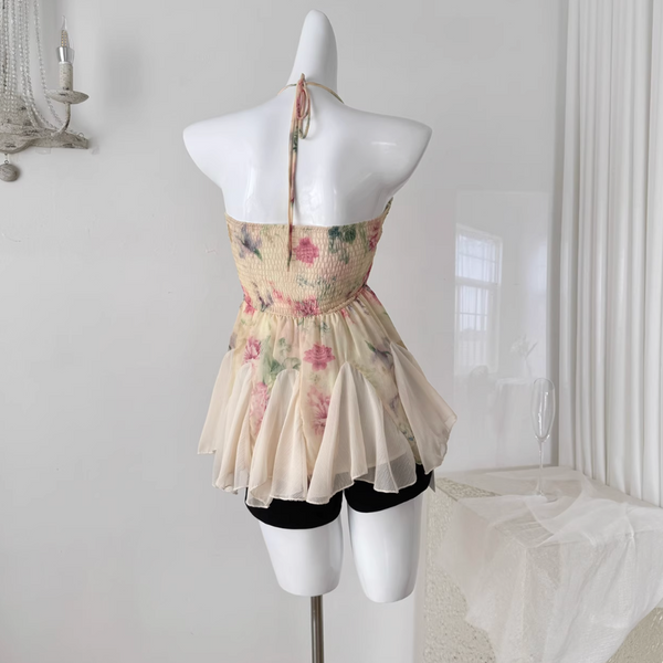 Lace Patchwork Floral Mesh Dress