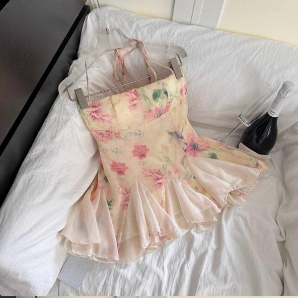 Lace Patchwork Floral Mesh Dress
