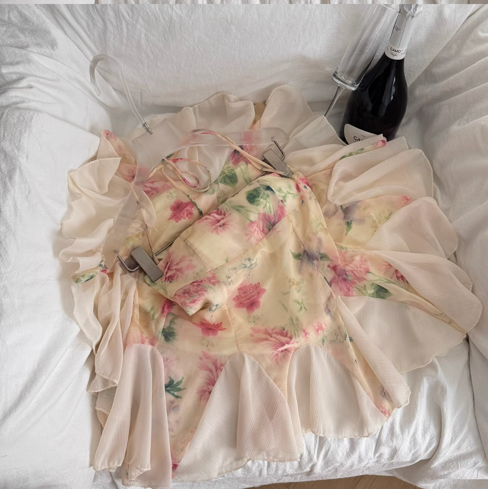Lace Patchwork Floral Mesh Dress