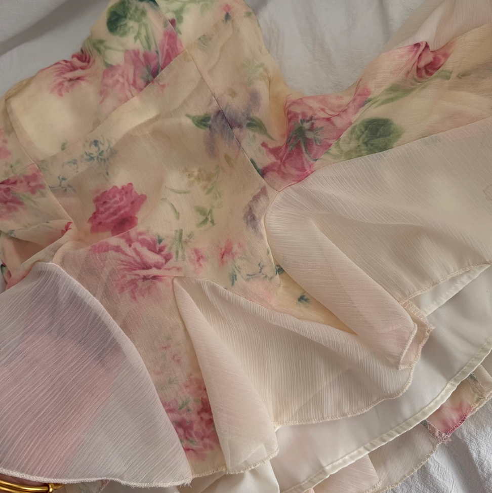 Lace Patchwork Floral Mesh Dress