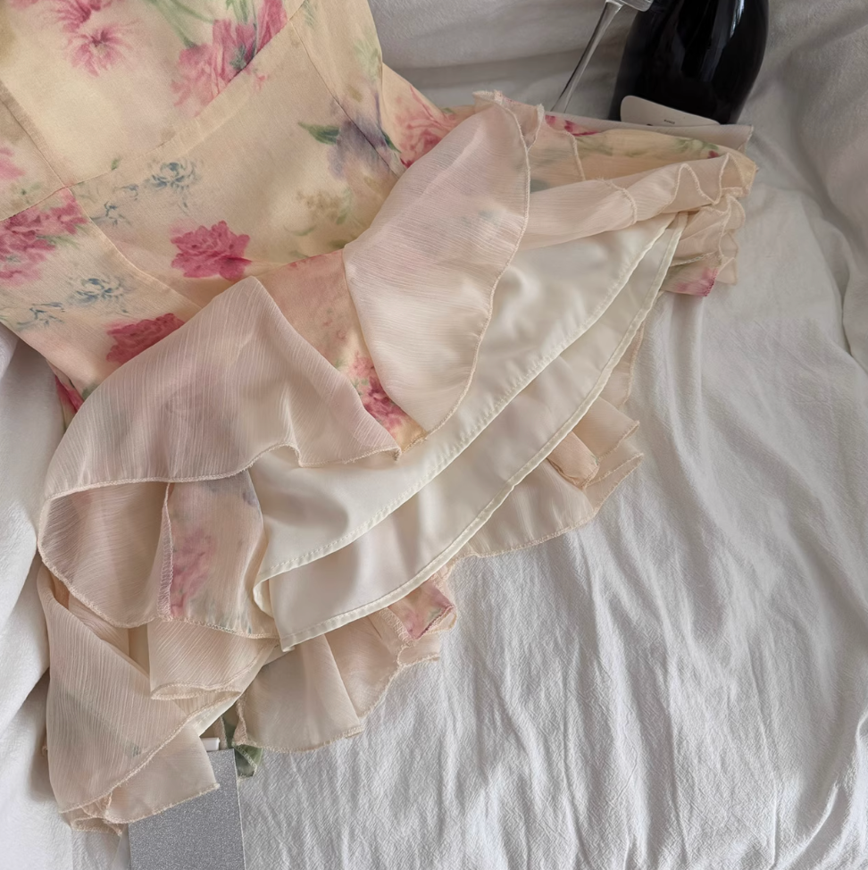 Lace Patchwork Floral Mesh Dress