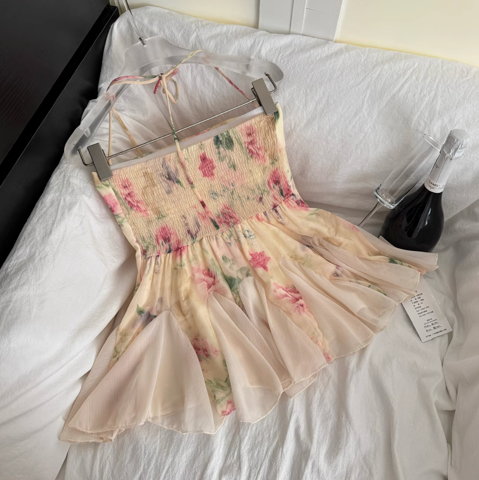 Lace Patchwork Floral Mesh Dress