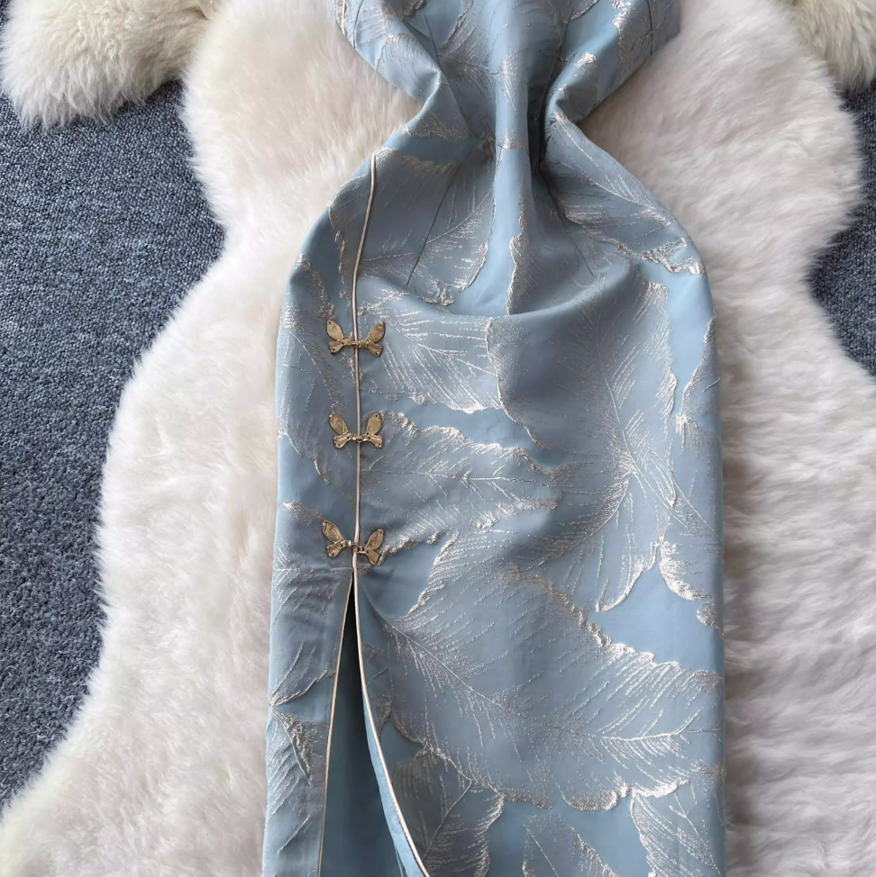 Chinese Style Jacquard Split Cheongsam