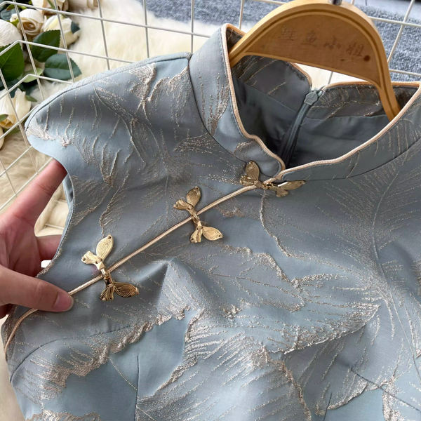 Chinese Style Jacquard Split Cheongsam