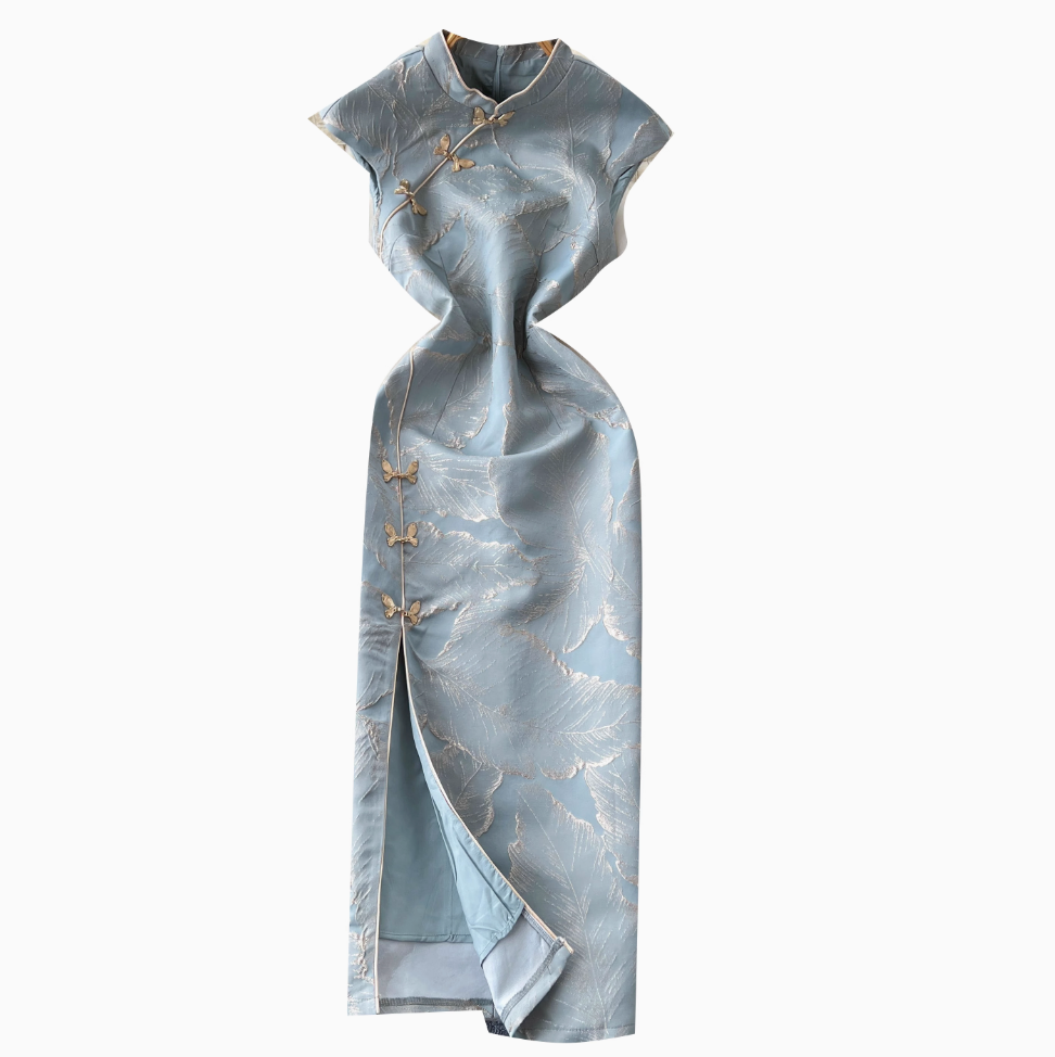 Chinese Style Jacquard Split Cheongsam
