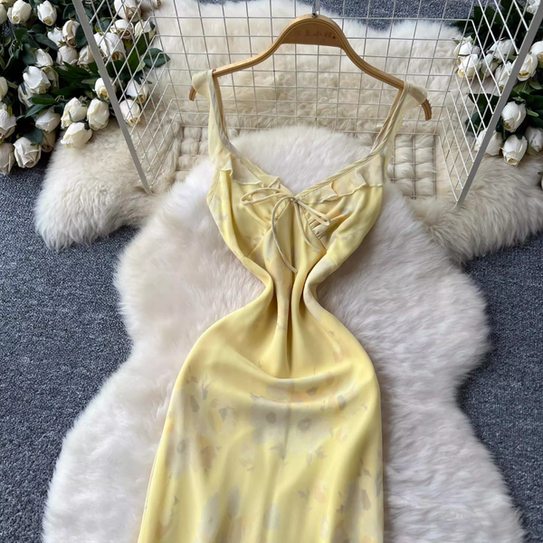 Vintage Yellow Floral Slip Dress