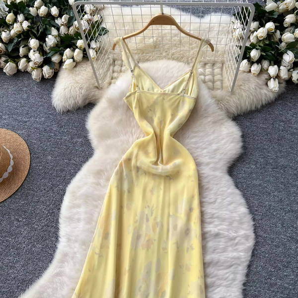 Vintage Yellow Floral Slip Dress