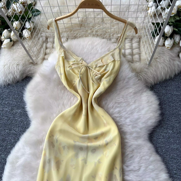 Vintage Yellow Floral Slip Dress