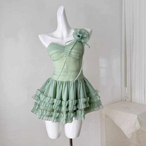 Mint Green Layered Mesh Slip Dress