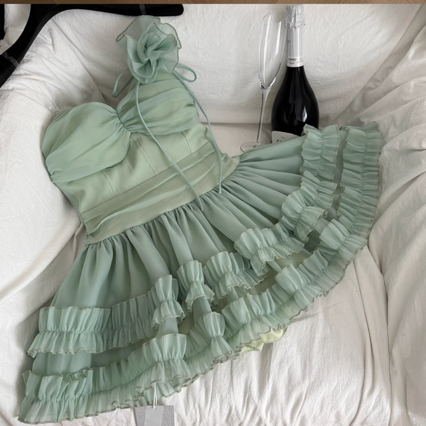 Mint Green Layered Mesh Slip Dress