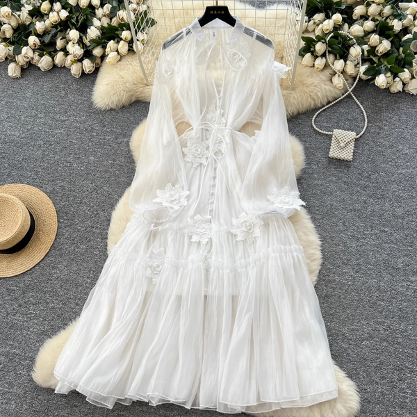 Fairy White Mesh Dress & Slip Dress