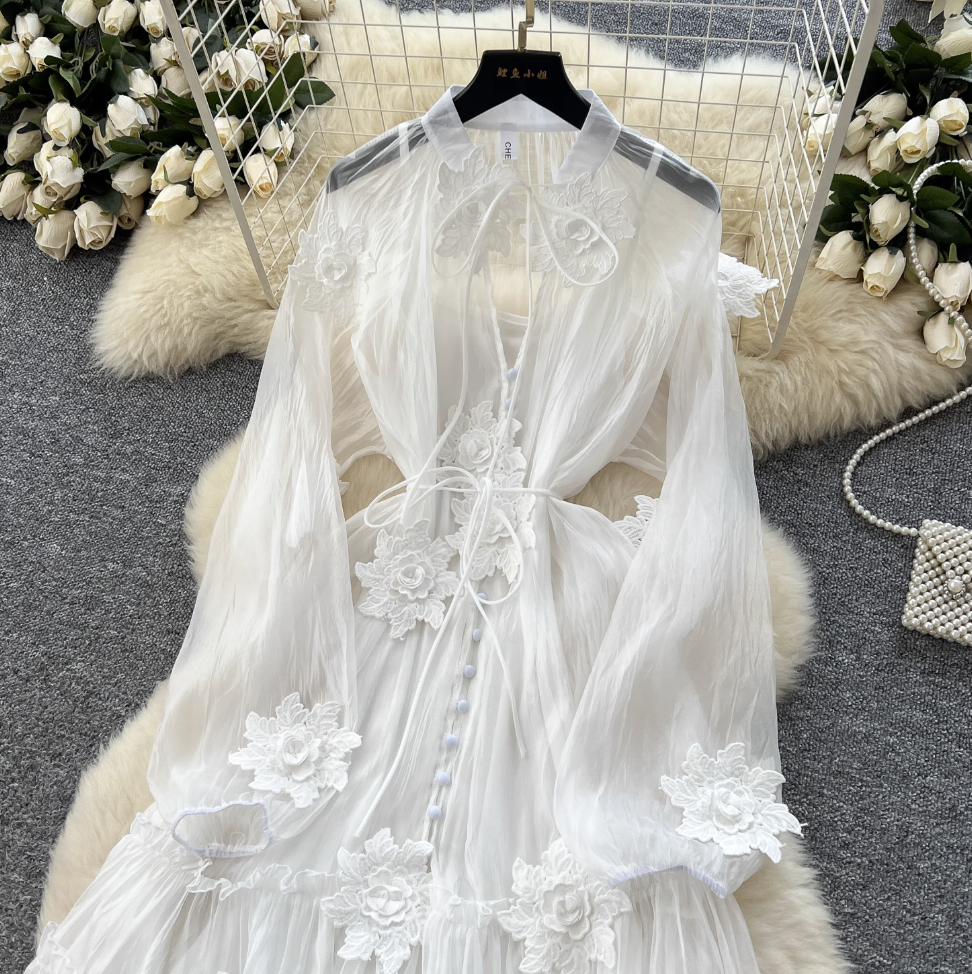 Fairy White Mesh Dress & Slip Dress