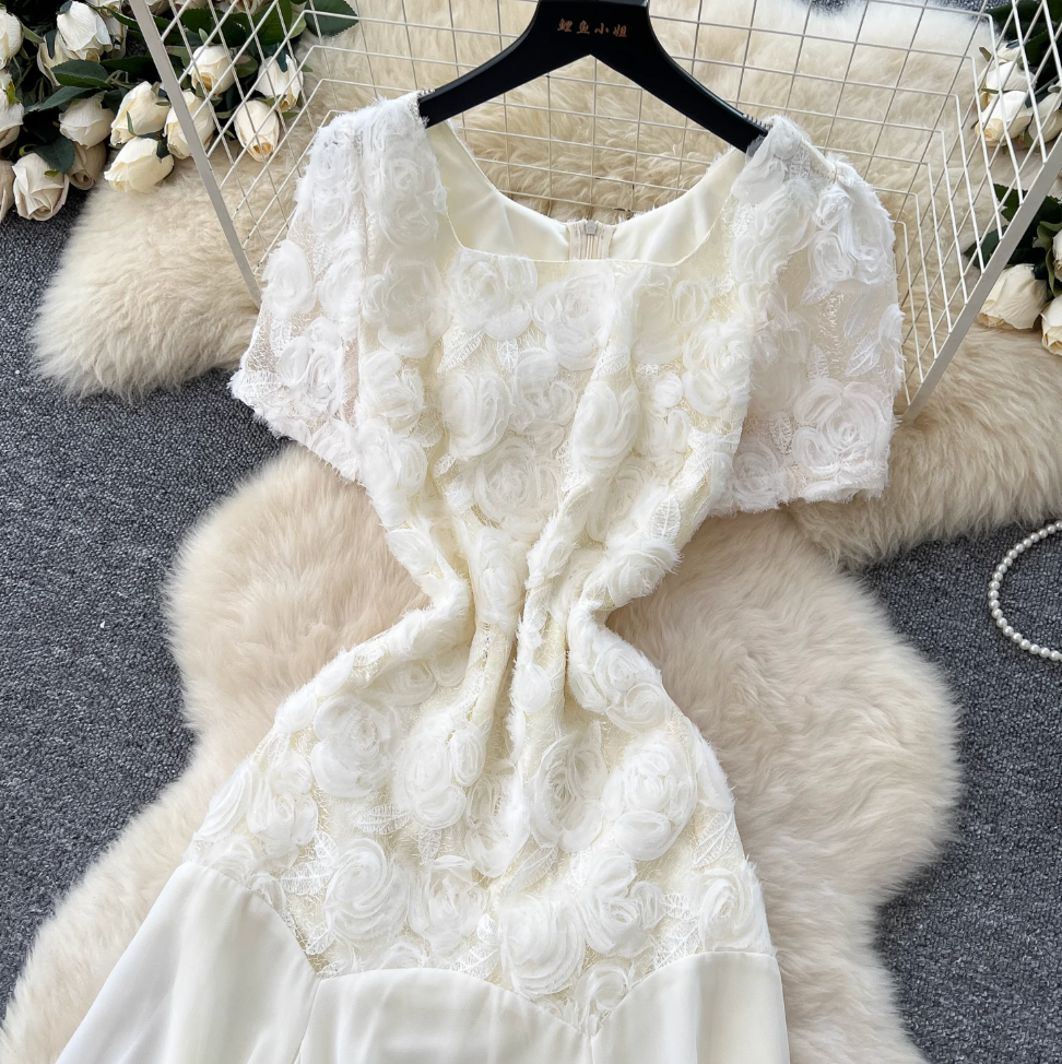 Irregular Design 3D Floral Patchwork Dress