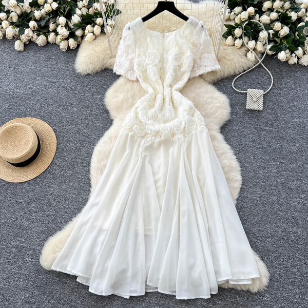 Irregular Design 3D Floral Patchwork Dress