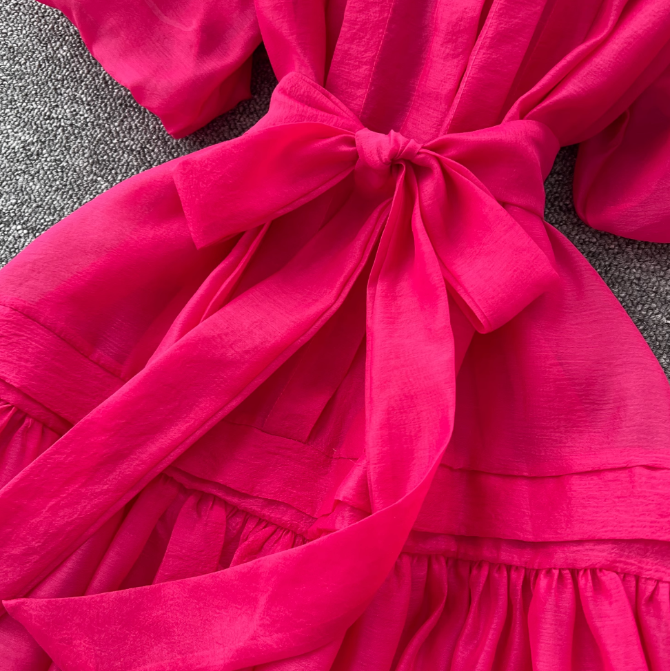 Courtly Puffy Sleeve Shirt Dress