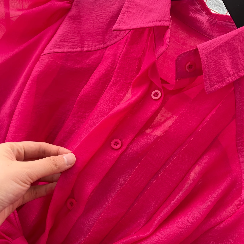 Courtly Puffy Sleeve Shirt Dress