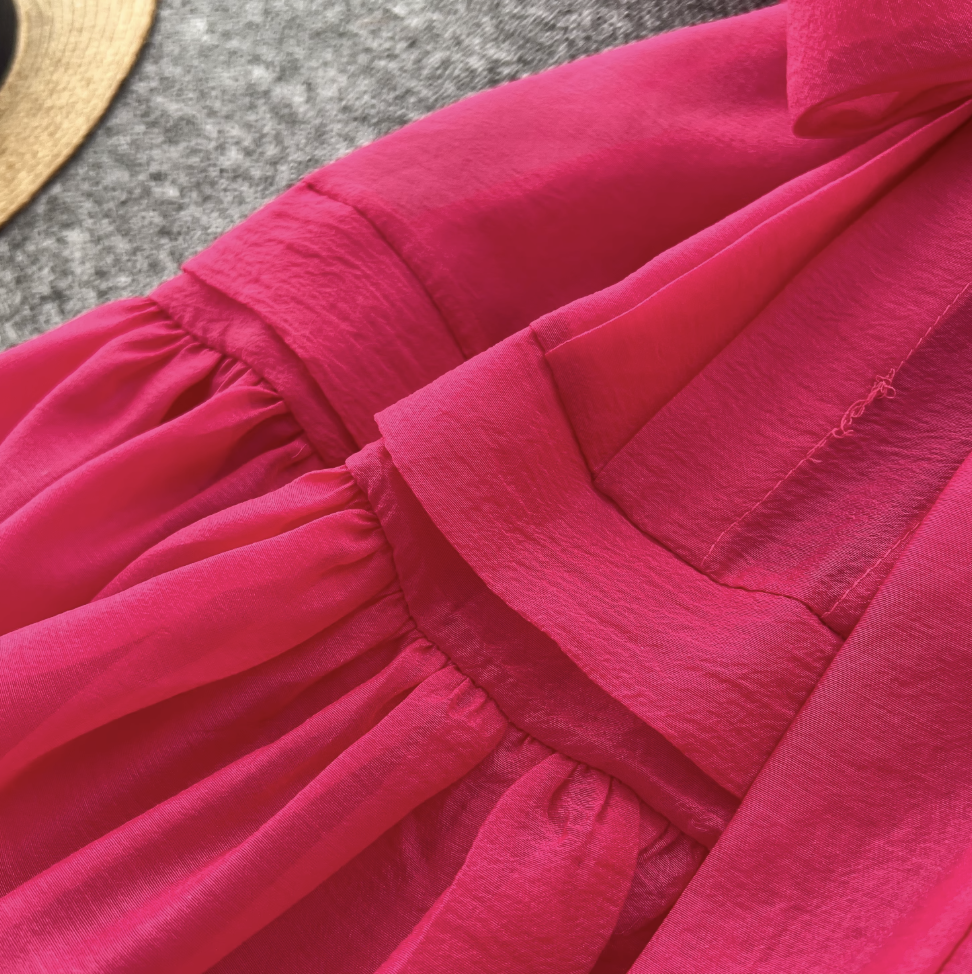 Courtly Puffy Sleeve Shirt Dress