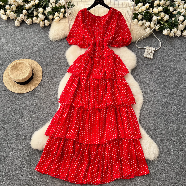 Premium Polka Dot Layered Cake Dress