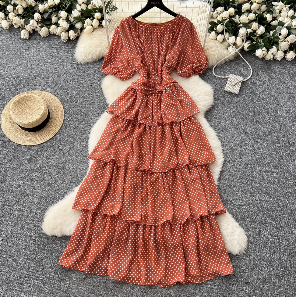 Premium Polka Dot Layered Cake Dress