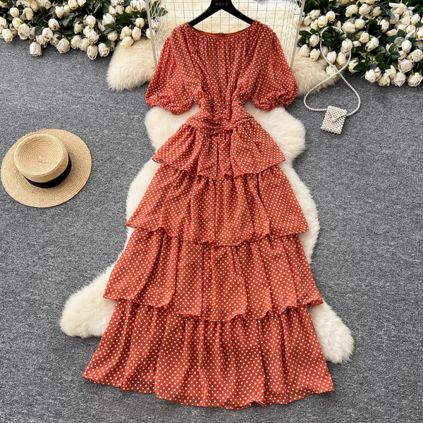 Premium Polka Dot Layered Cake Dress