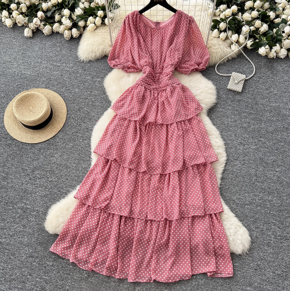 Premium Polka Dot Layered Cake Dress