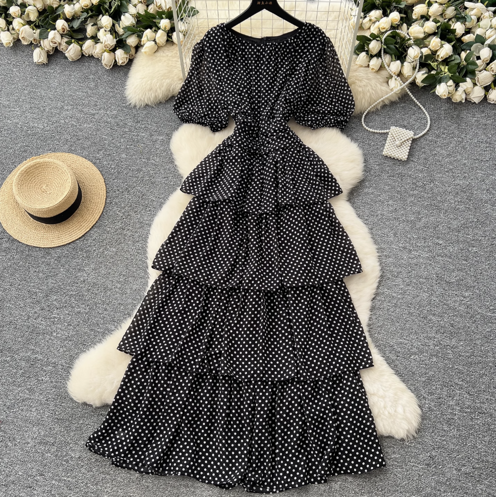 Premium Polka Dot Layered Cake Dress