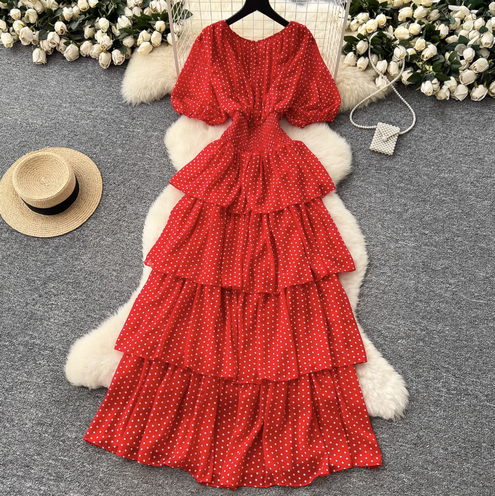 Premium Polka Dot Layered Cake Dress