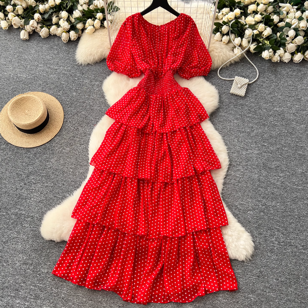 Premium Polka Dot Layered Cake Dress