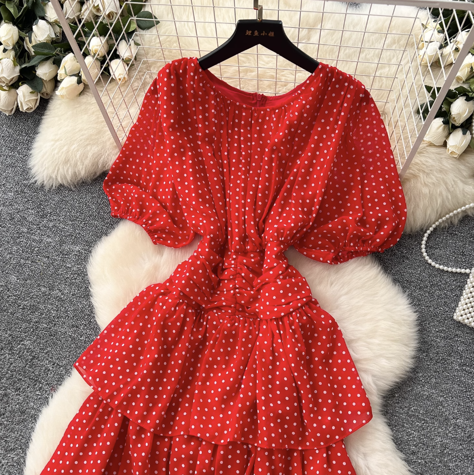 Premium Polka Dot Layered Cake Dress