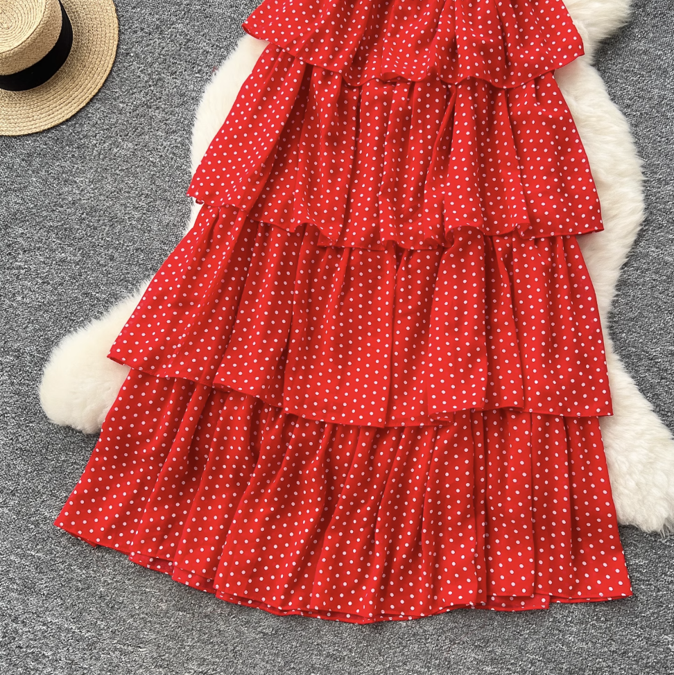 Premium Polka Dot Layered Cake Dress