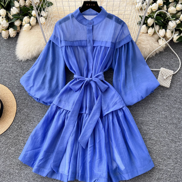 Courtly Puffy Sleeve Puffy Shirt Dress