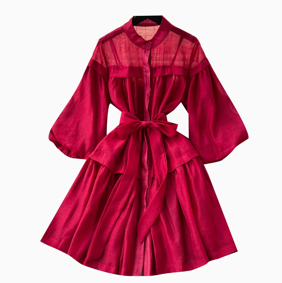 Courtly Puffy Sleeve Puffy Shirt Dress
