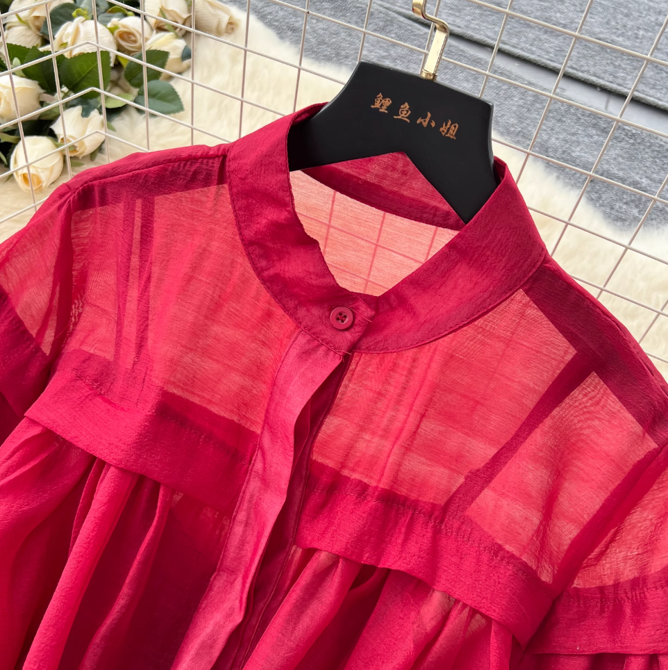 Courtly Puffy Sleeve Puffy Shirt Dress