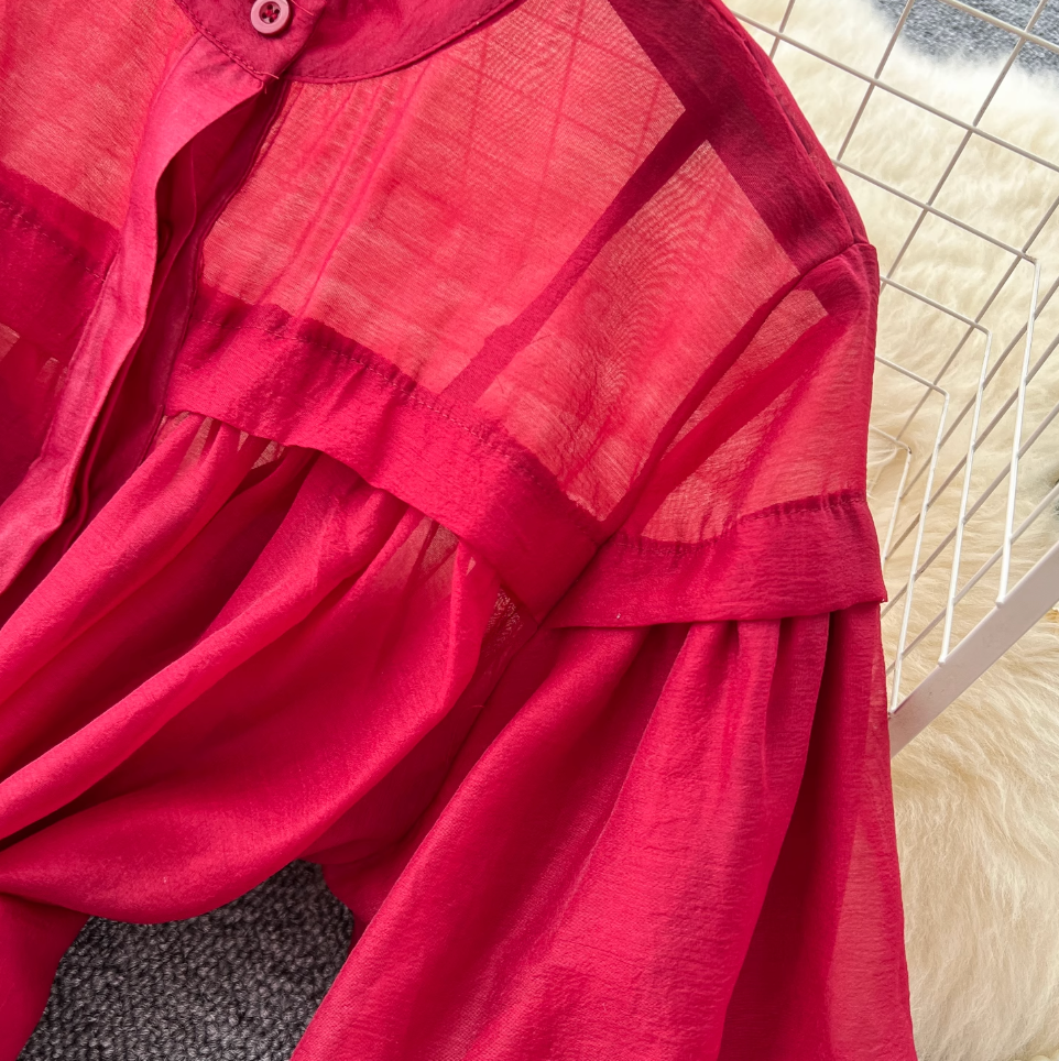 Courtly Puffy Sleeve Puffy Shirt Dress