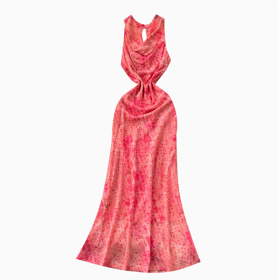 Draped Neckline Floral Fishtail Dress