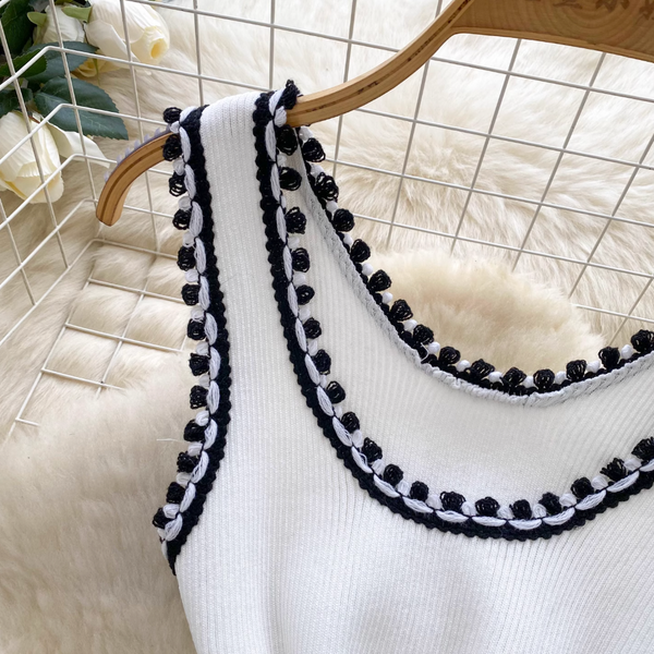 Vintage Color Blocking Knitted Vest Dress
