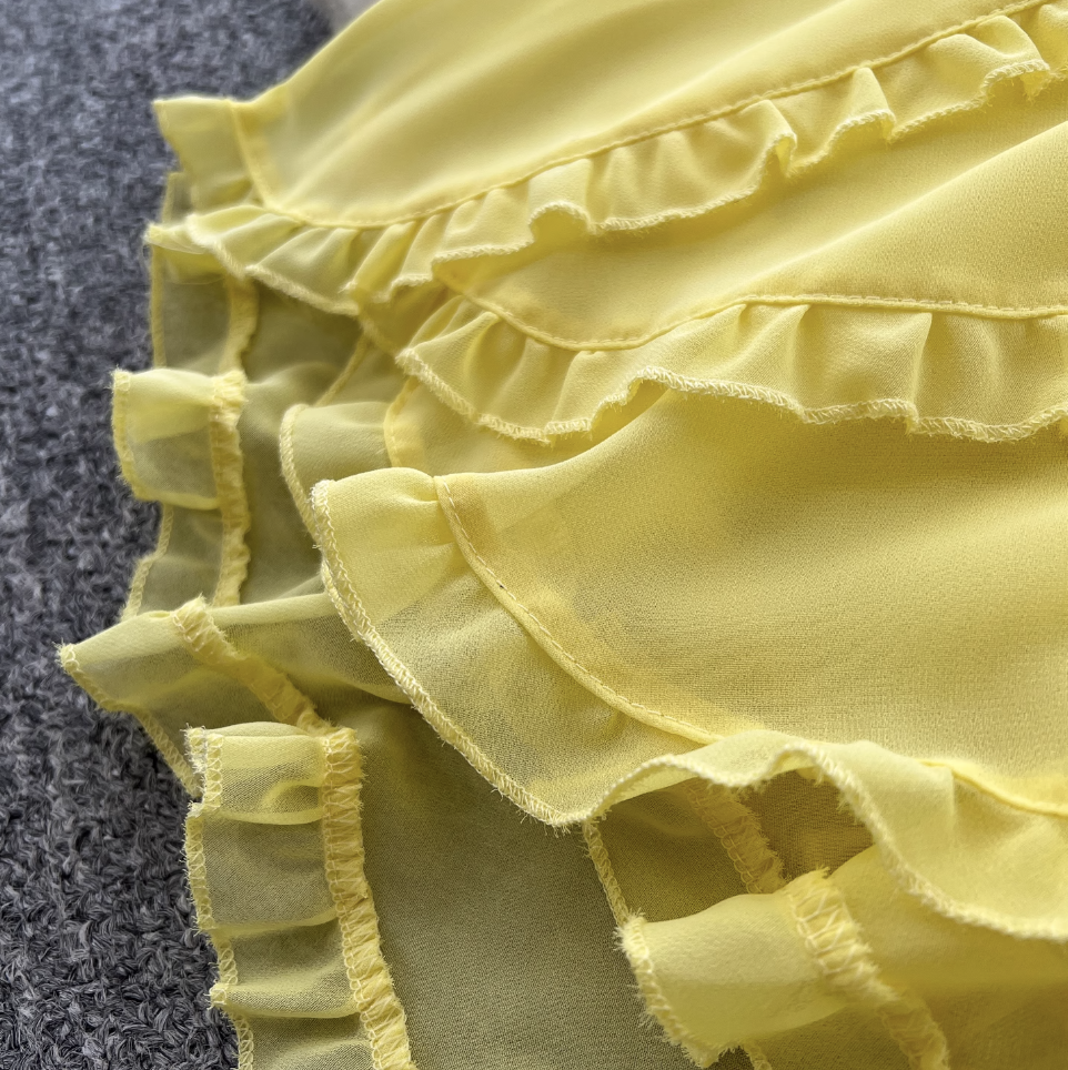 Fairy Yellow Ruffled Slip Dress